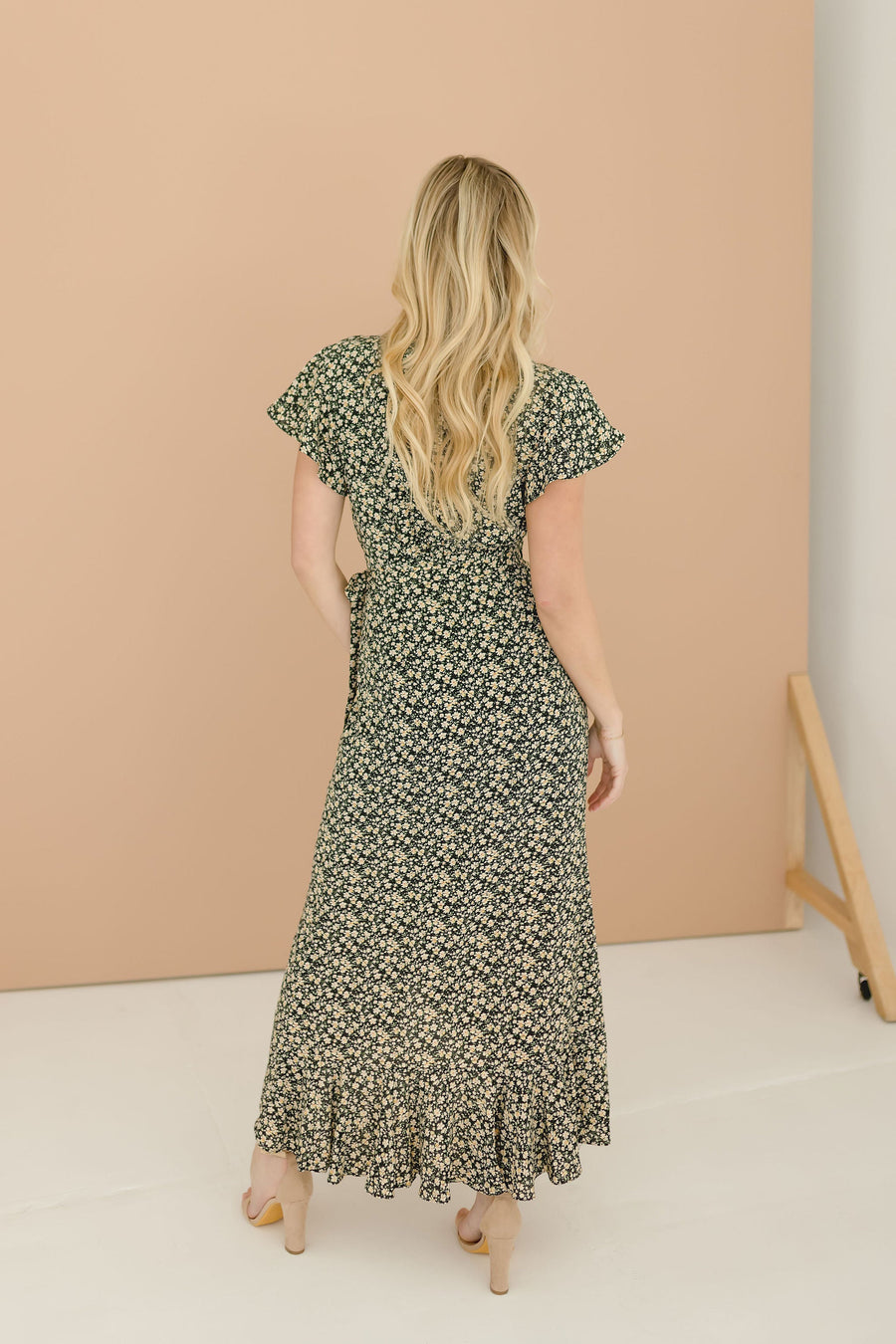 Gia Floral Print Ruffle Hem Wrap Maxi Dress