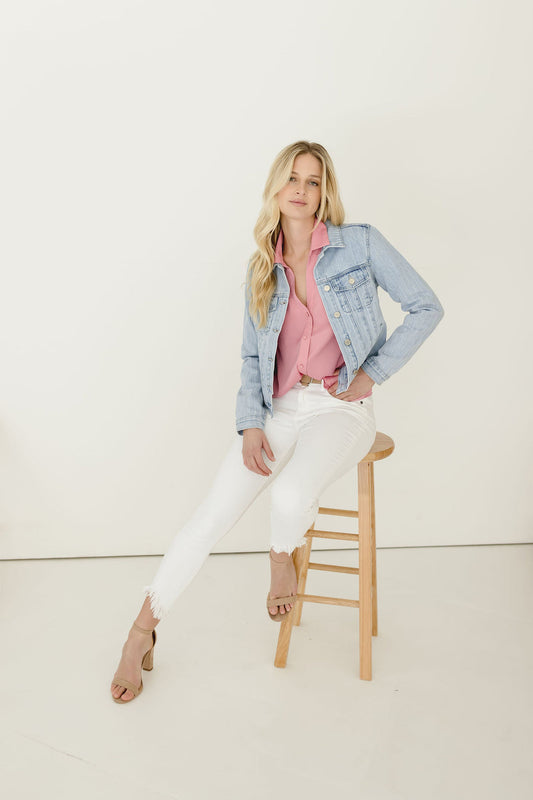 Chantelle Stripe Pattern Classic Denim Jacke