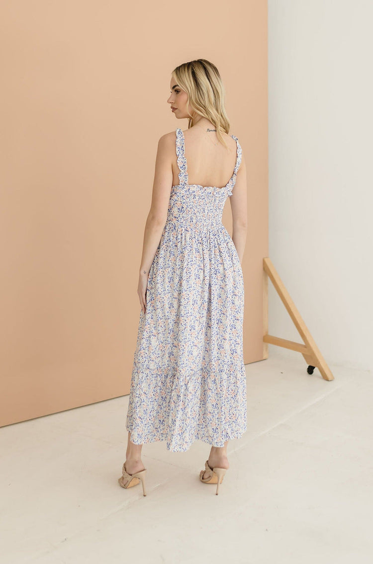 Kira Floral Print Ruffle Maxi Dress